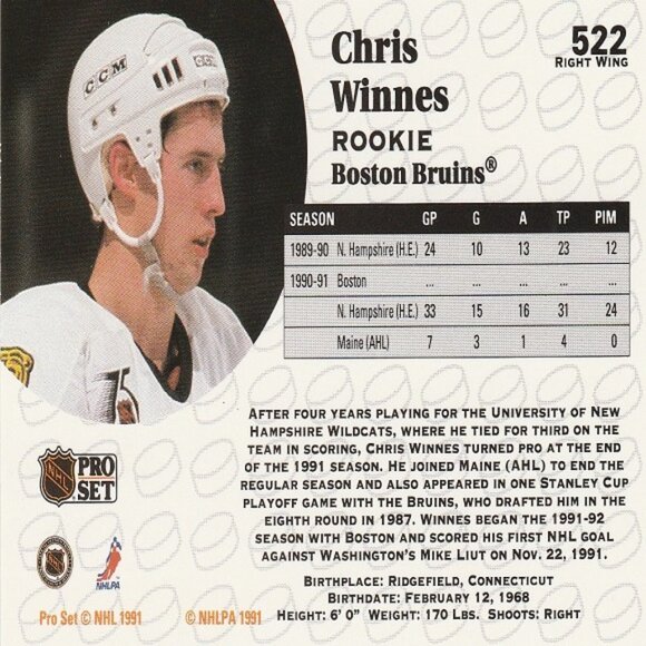 Chris Winnes - 1991 Pro Set Rookie Card - Picture 2 of 2